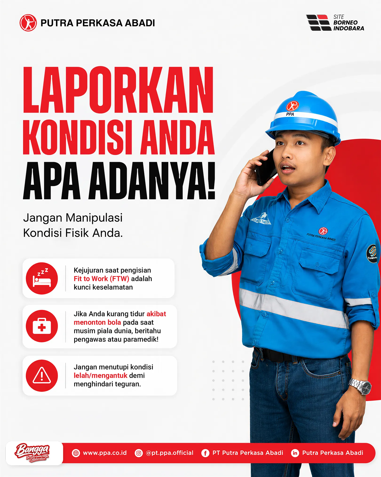 Tekankan Pentingnya Kejujuran, Pekerja Tambang Wajib Lapor Kondisi Terkini Saat Fit to Work
